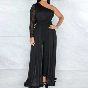 Black Mesh Jumpsuit - XL